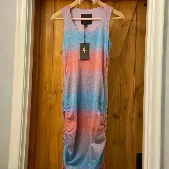 Le Superbe Barccara Tank Dress-Metallic Surf Stripe-Small NWT - Picture 1 of 11